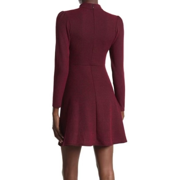 Velvet Torch Mock Neck Long Sleeve Skater burgundy - Picture 2 of 5